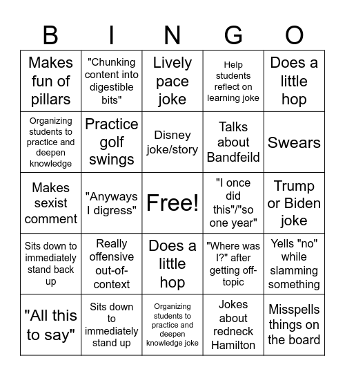 Hav Evaluation Bingo Card