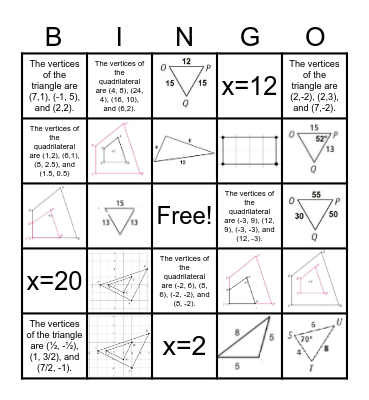 Similar Triangles BINGO Card