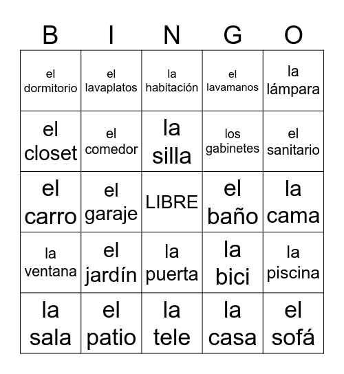 La casa Bingo Card