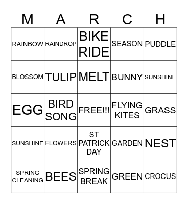 Spring BINGO Card