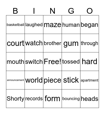 The Other Book of World Records Bingo Card