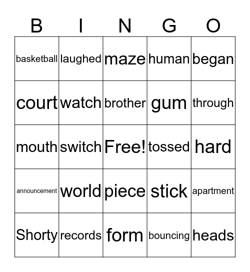 The Other Book of World Records Bingo Card