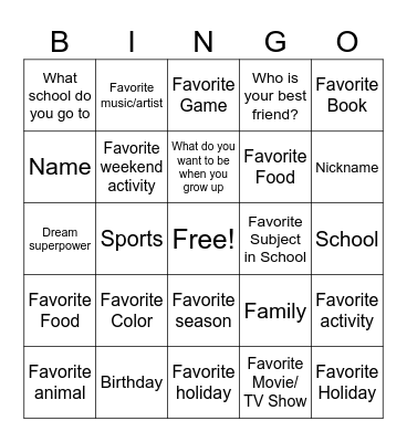 Charles Bingo Card