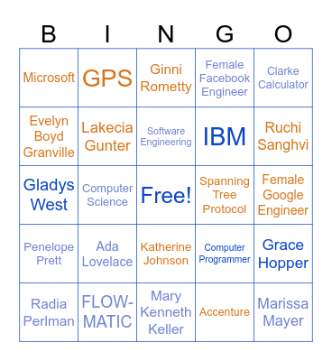 Women In Tech BINGO Card