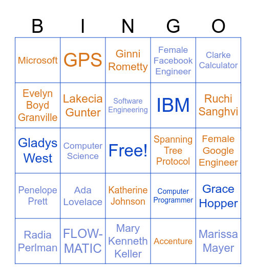 Women In Tech BINGO Card