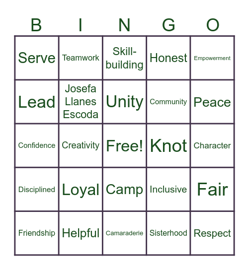 Happy World Thinking Day!! Bingo Card