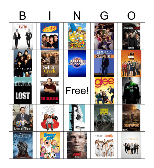 TV Shows Bingo Card