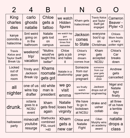 2024 Bingo Card