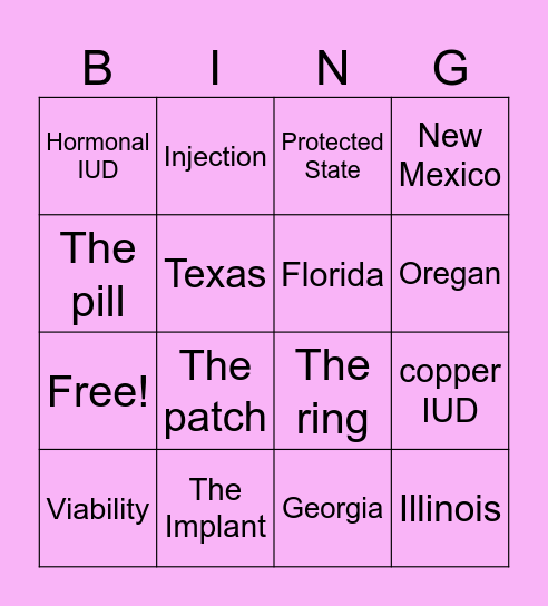 GenAction Bingo Card