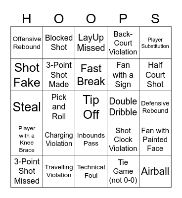 Basketball Bingo Card