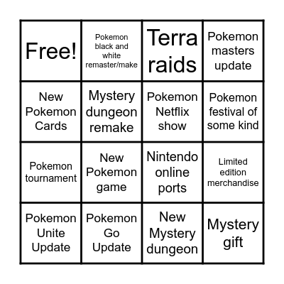 Pokemon direct bingo Card