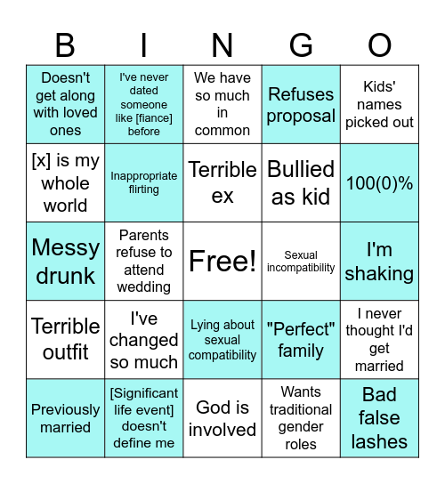 Love Is Blurry Bingo Card