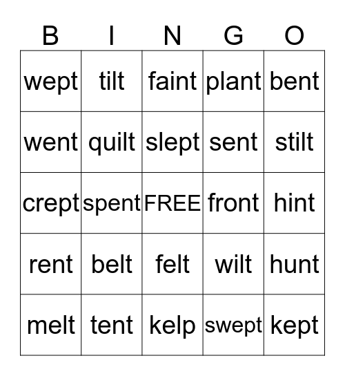 High Noon Lesson 26 Bingo Card