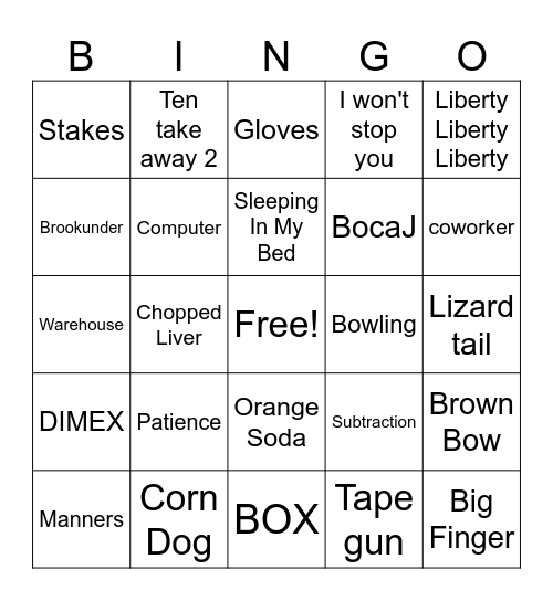 Vocabulary Bingo Card