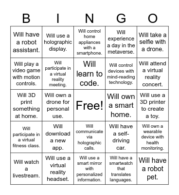 Future Tech Bingo Card