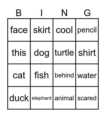 Animals are Cool Bingo Card