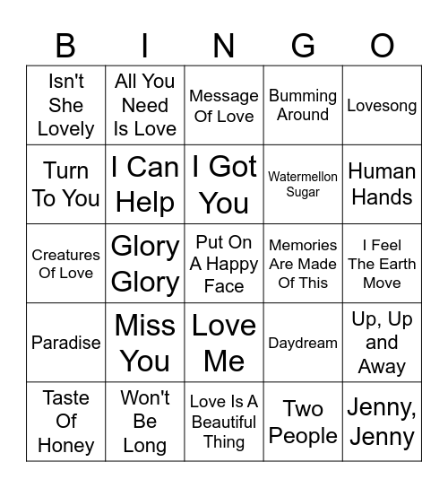 February Vinyl Bingo - Featuring Songs Of Love & Friendship Bingo Card