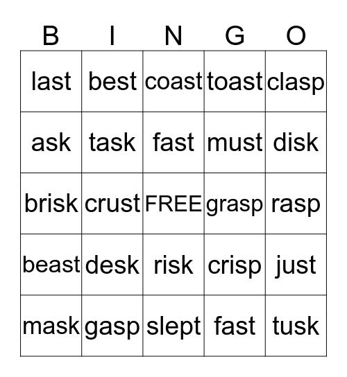 High Noon Lesson 27 Bingo Card