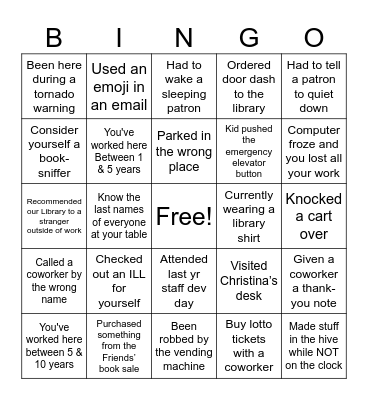 Lewisville Public Library Bingo Card