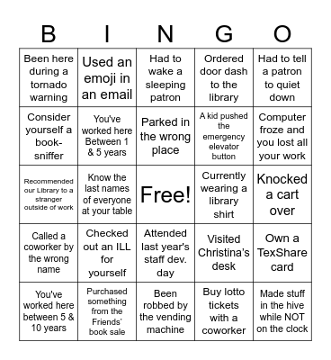 Lewisville Public Library Bingo Card