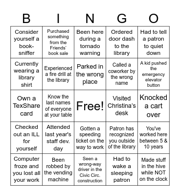Lewisville Public Library Bingos Bingo Card