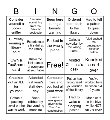 Lewisville Public Library Bing0 Bingo Card