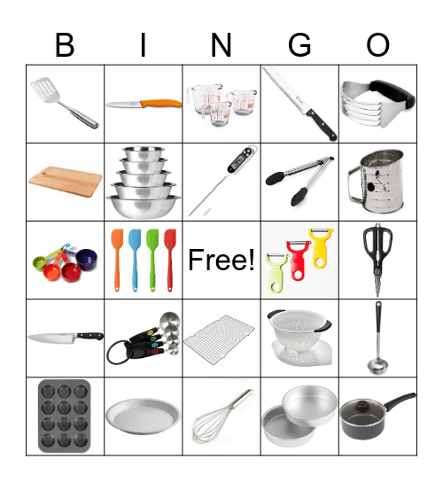 FACS BINGO-Kitchen Equipment, Utensils, & Appliances Bingo Card
