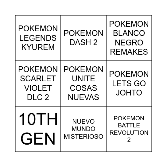 POKEMON PRESENTS 2024 Bingo Card