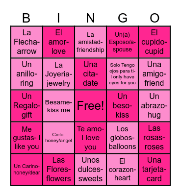 | Feliz dia de San Valentin! | Bingo Card
