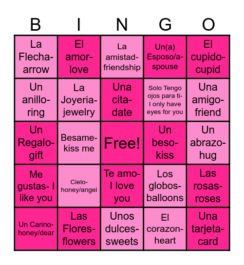 | Feliz dia de San Valentin! | Bingo Card