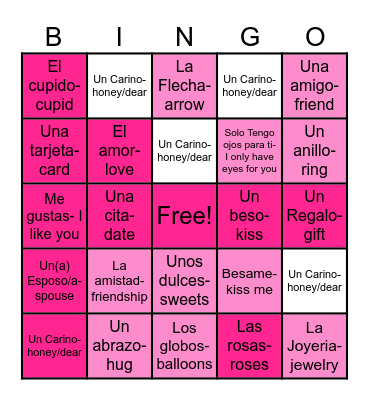 | Feliz dia de San Valentin! | Bingo Card