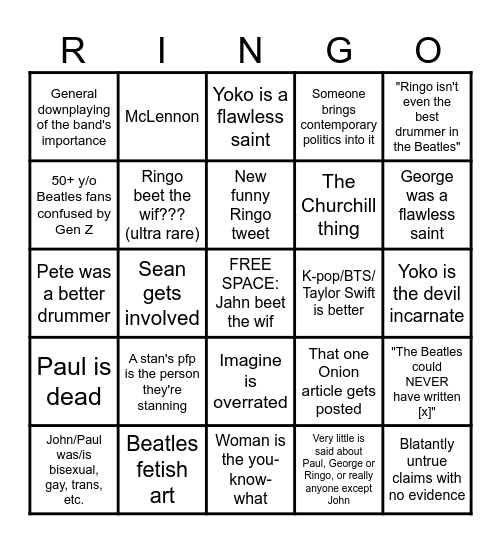 Bottles Twittles Bingo Card