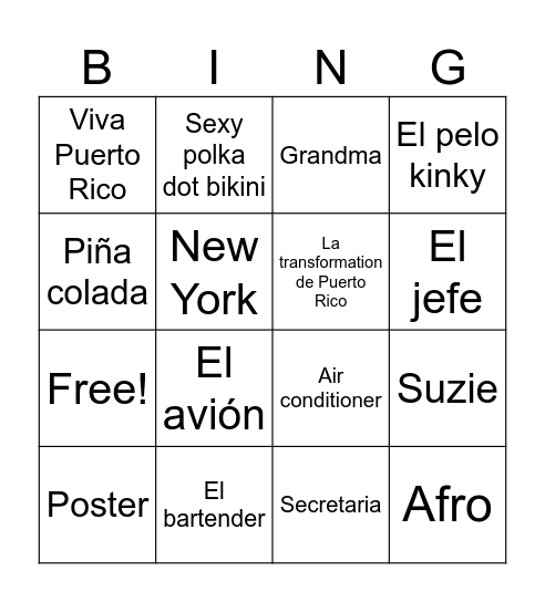 Pollito Chicken Bingo Card