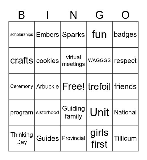 GGC Training Zoom Meeting Bingo Card