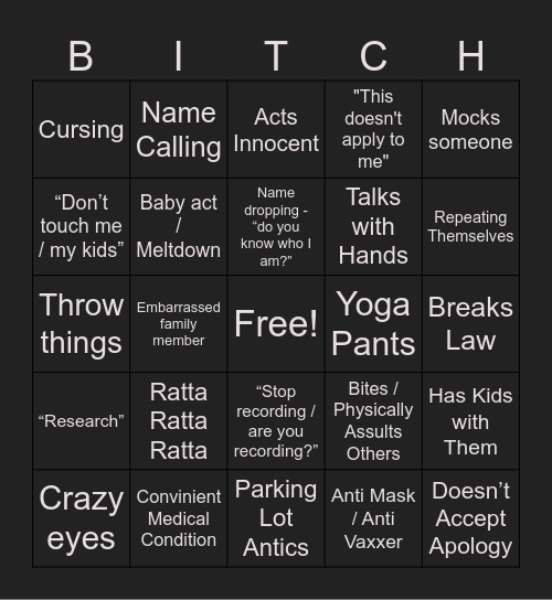 KAREN BINGO Card