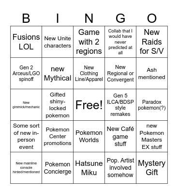 Pokemon Day 2024 Bingo Card