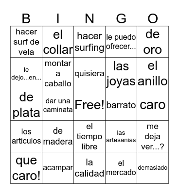 Souvenir Bingo Card