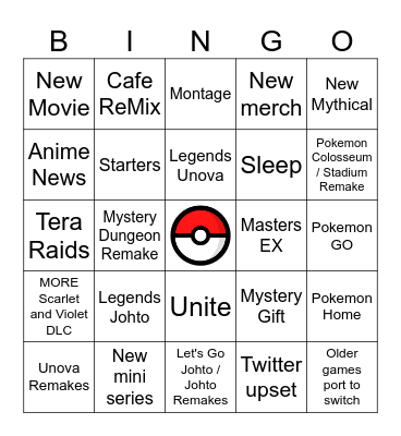 Pokemon Presents 2024 Bingo Card