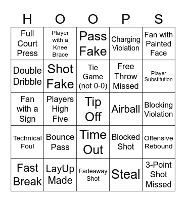 Basketball BINGO Card