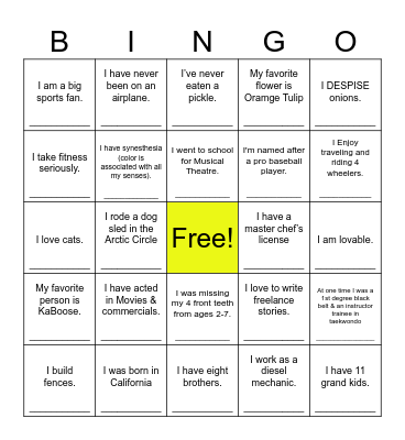 Production Team Party Bingo Card