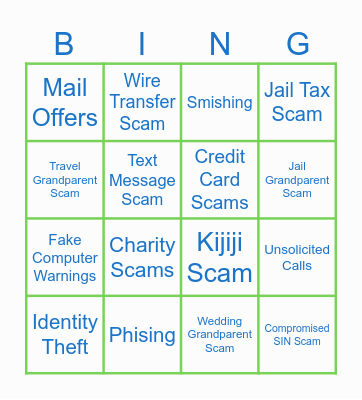 Scam BINGO Card
