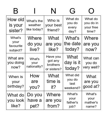 Exam 3 Bingo Card