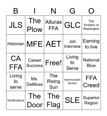 FFA Bingo Card