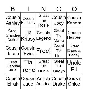 Ava's Baby Shower Bingo Card