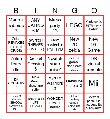 SHcMOOK Direct Bingo Card