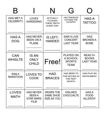 ICEBREAKER BINGO Card