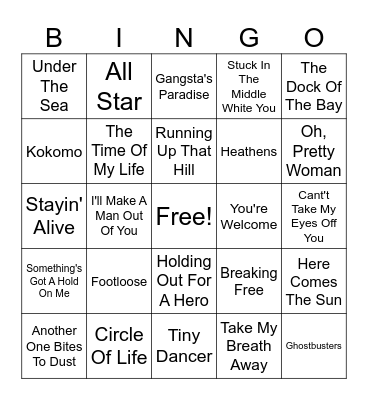 MOVIE SONGS Bingo Card