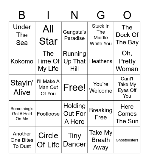 MOVIE SONGS Bingo Card