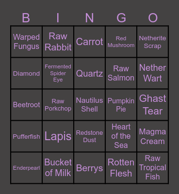 Minecraft Bingo 3 Bingo Card