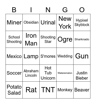 Infinite Craft Bingo Card